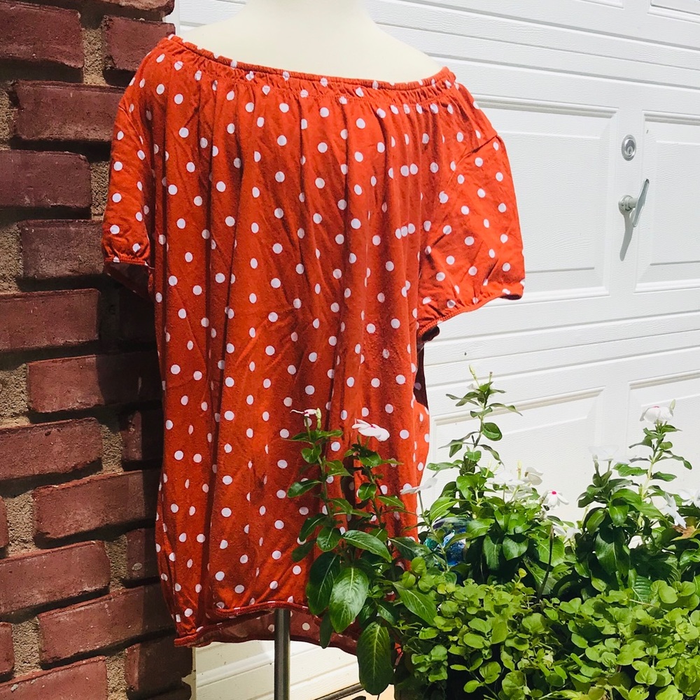 CATO Woman’s shirt - Burnt Orange white polka dots